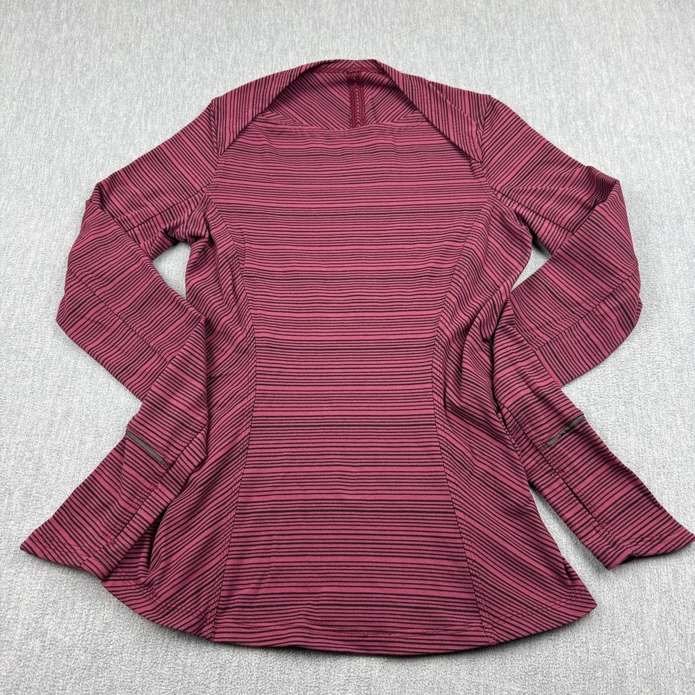 Lululemon Shirt Womens 6 Red Kanto Stripe Catch Me Long Sleeve Yoga Rulu W3K61S